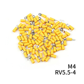 10/50/100PCS RV5.5-4 5 6 8 Yellow Ring 4-6MM Insolated Wire Connector Electrical Cable Crimp Terminal 12-10AWG