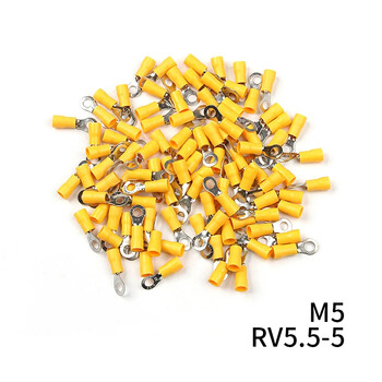 10/50/100PCS RV5.5-4 5 6 8 Yellow Ring 4-6MM Insolated Wire Connector Electrical Cable Crimp Terminal 12-10AWG