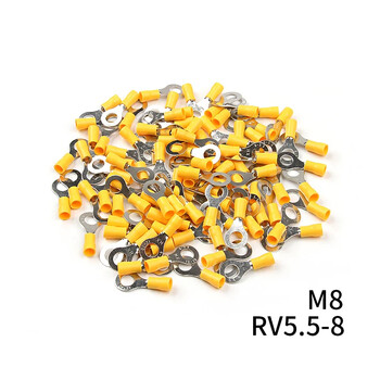 10/50/100PCS RV5.5-4 5 6 8 Yellow Ring 4-6MM Insolated Wire Connector Electrical Cable Crimp Terminal 12-10AWG