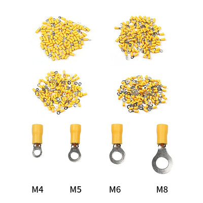 10/50/100PCS RV5.5-4 5 6 8 Yellow Ring 4-6MM Insolated Wire Connector Electrical Cable Crimp Terminal 12-10AWG