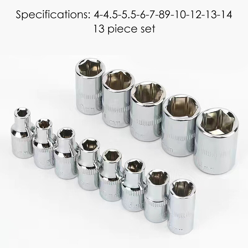 Set de prize cu antrenare 1/4" 6 puncte, prizele scurte/lungi adânci, set de chei cu tubula CRV, cu clichet, Adaptor de cap pentru cheie cuplată