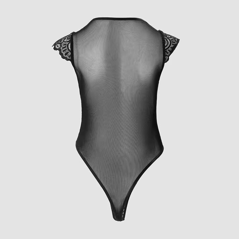 Sieviešu bodijs Streetwear Modes vienkāršs seksīgs V-veida kakla mežģīņu vāciņš, piedurknes ikdienišķs šaurs ikdienas ķermeņa tērps, Y2K topi 2024. gada vasaras jaunums