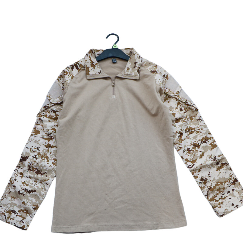 Vanjska kamuflažna majica dugih rukava s više džepova, samostojeći ovratnik, rastezljivo odijelo u obliku žabe