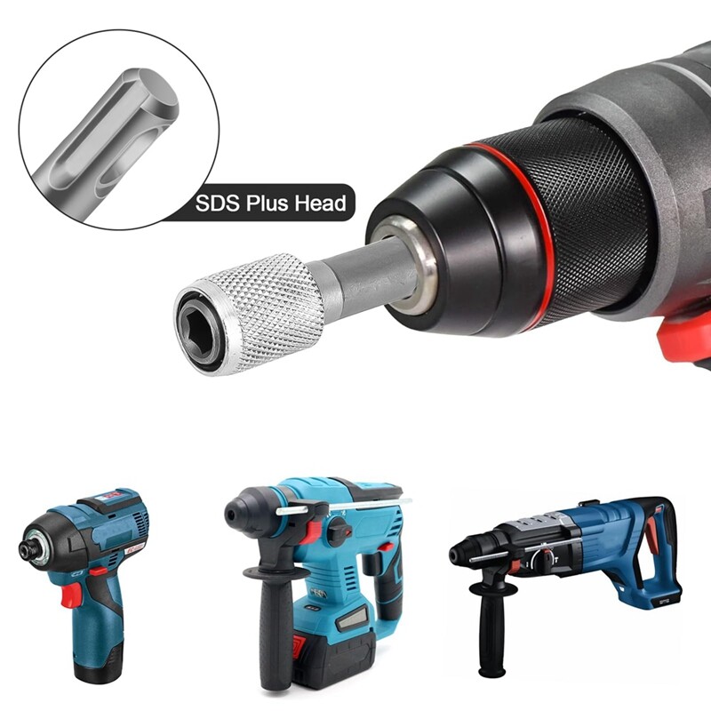 5 bucăți Adaptor pentru mandrină SDS-Plus, Adaptor pentru burghie SDS Plus la suport de burghiu din oțel cu priză hexagonală de 1/4 inch 6,35 mm, burghiu