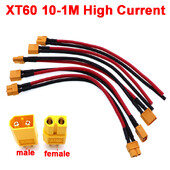 XT60 savienotāja pārveidošanas kabeļi 10 cm 20 cm 30 cm 50 cm 1 m augstas strāvas vīrišķā/sieviešu spraudņa pagarinātāja kabeļa vads, silikona vads 12AWG