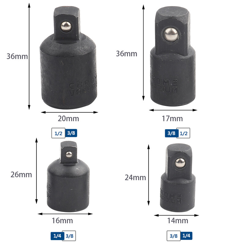Set de convertizor de șurubelnițe prize 1/2" 3/8" 1/4" Adaptoare pentru chei tubulare Adaptor de priză Reductor de priză Instrument de driver pentru priză