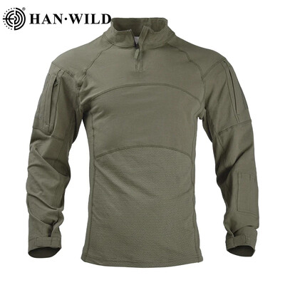 Pánske maskáčové tričko HAN WILD s dlhým rukávom, turistické, poľovnícke, bojové, pánske taktické tričká, airsoft, paintball, kempingové oblečenie