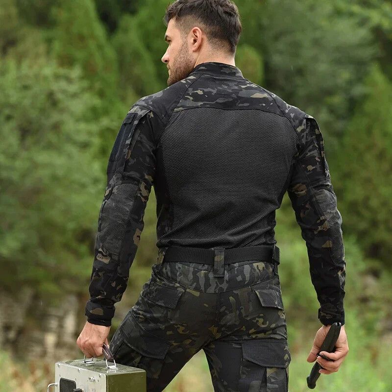 Pánske maskáčové tričko HAN WILD s dlhým rukávom, turistické, poľovnícke, bojové, pánske taktické tričká, airsoft, paintball, kempingové oblečenie