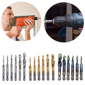 6db M3-M10 csavarmenetes metrikus menetfúrófejek HSS csavaros menetfúró bit hatszögletű, összetett menetfúrószerszámok szerelőknek