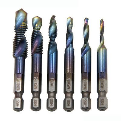 6db M3-M10 csavarmenetes metrikus menetfúrófejek HSS csavaros menetfúró bit hatszögletű, összetett menetfúrószerszámok szerelőknek