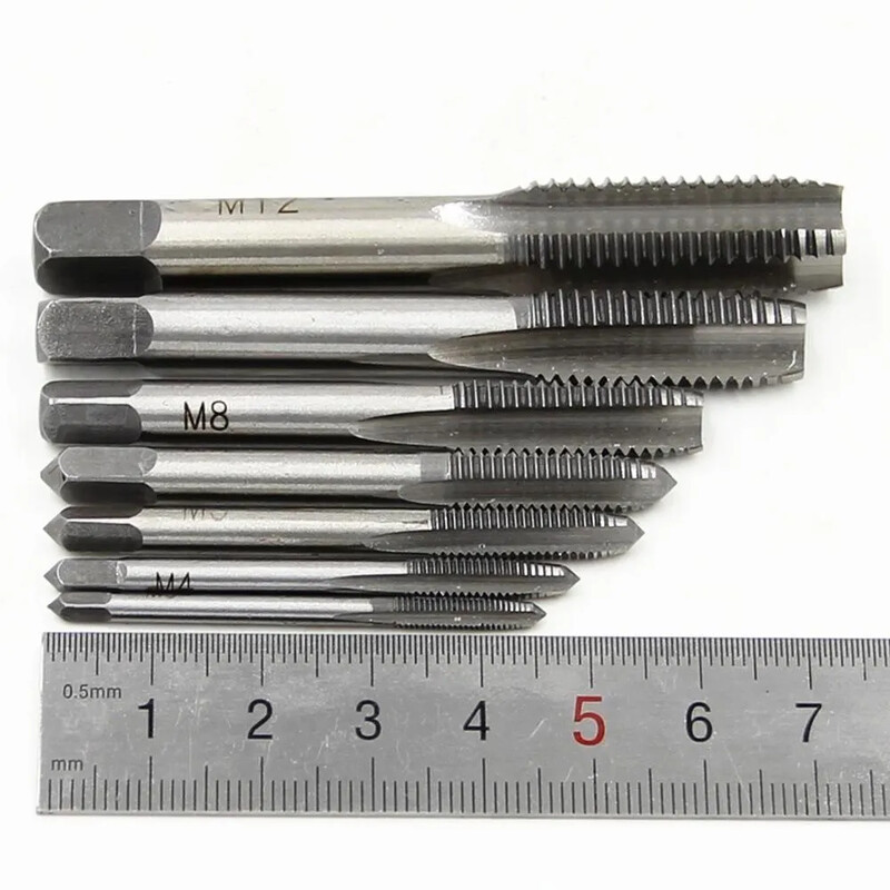 Meikela 5/6/7 buc Filet Tap HSS Masina Dop Tap Metric Surub Tap Foraj Filet Instrument M3 M4 M5 M6 M8 M10 M12 Unelte de mana