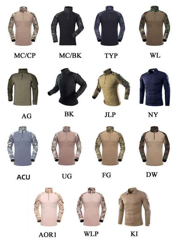 1/4 cipzáras Ripstops pólók cipzáras zsebekkel Férfi hosszú ujjú vadásztaktikus pólók Rendőrségi pólók Pulóver