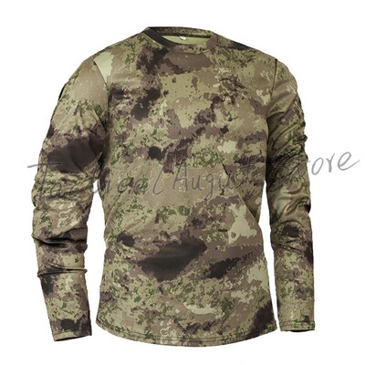 Taktičke majice dugih rukava Majice s okruglim izrezom Puloveri 5 boja 6 veličina Kamuflažna boja Poliester Brzo sušenje