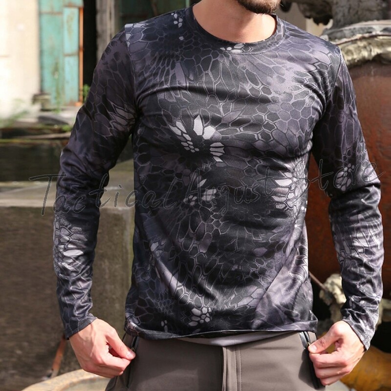 Taktičke majice dugih rukava Majice s okruglim izrezom Puloveri 5 boja 6 veličina Kamuflažna boja Poliester Brzo sušenje