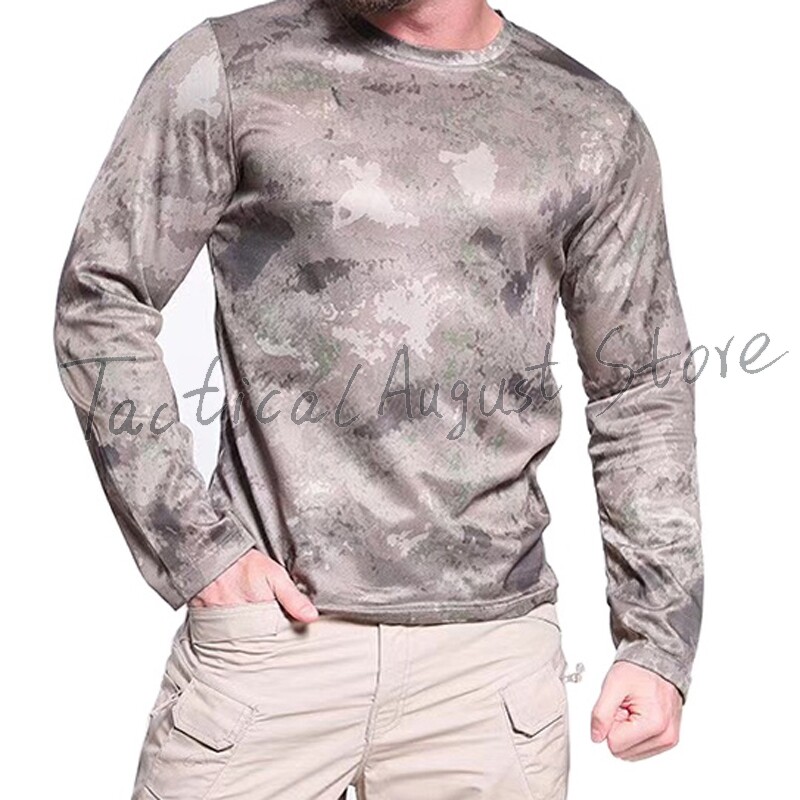 Taktičke majice dugih rukava Majice s okruglim izrezom Puloveri 5 boja 6 veličina Kamuflažna boja Poliester Brzo sušenje