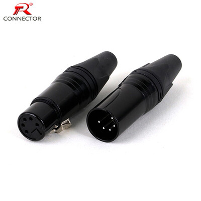 2 buc./1 set conector cablu XLR, mufă XLR cu 5 pini sau adaptor mufă mamă pentru microfon/microfon, carcasă din aliaj de zinc + contact din cupru