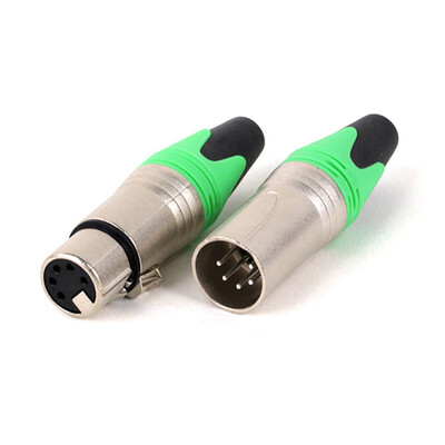 2 gab./1 komplekts XLR kabeļa savienotājs, 5 kontaktu XLR spraudnis vai ligzdas adapteris mikrofonam/MIC, cinka sakausējuma korpuss + vara kontakts