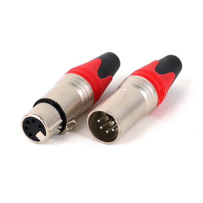 2 gab./1 komplekts XLR kabeļa savienotājs, 5 kontaktu XLR spraudnis vai ligzdas adapteris mikrofonam/MIC, cinka sakausējuma korpuss + vara kontakts