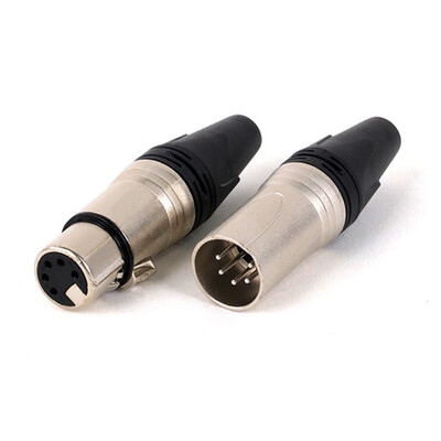 2 gab./1 komplekts XLR kabeļa savienotājs, 5 kontaktu XLR spraudnis vai ligzdas adapteris mikrofonam/MIC, cinka sakausējuma korpuss + vara kontakts