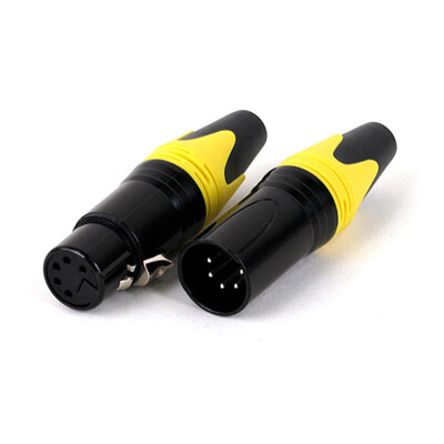 2 gab./1 komplekts XLR kabeļa savienotājs, 5 kontaktu XLR spraudnis vai ligzdas adapteris mikrofonam/MIC, cinka sakausējuma korpuss + vara kontakts