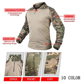 G3 Outdoor Tactical Combat Shirt Combat Shirts Ripstop Military US Army CP Camo Hunting Shirt Памучни спортни дрехи 1/4 цип