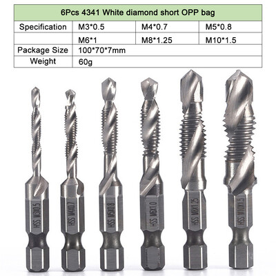6db M3-M10 csavarmenetes fúrószárak Hss menetfúrók süllyesztő sorjázó készlet metrikus kombinált bit nagy sebességű acél automata középső lyukasztó
