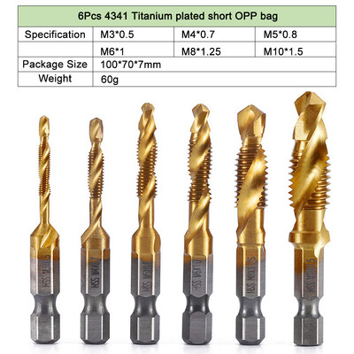 6db M3-M10 csavarmenetes fúrószárak Hss menetfúrók süllyesztő sorjázó készlet metrikus kombinált bit nagy sebességű acél automata középső lyukasztó