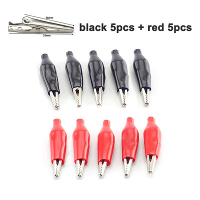 Clip de crocodil din metal, 10 buc, 28 mm, 35 mm, 45 mm, cu cizmă izolatoare din plastic pentru test electric