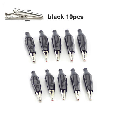 Clip de crocodil din metal, 10 buc, 28 mm, 35 mm, 45 mm, cu cizmă izolatoare din plastic pentru test electric