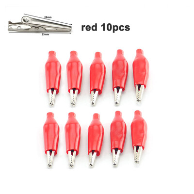 Clip de crocodil din metal, 10 buc, 28 mm, 35 mm, 45 mm, cu cizmă izolatoare din plastic pentru test electric