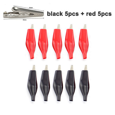 Clip de crocodil din metal, 10 buc, 28 mm, 35 mm, 45 mm, cu cizmă izolatoare din plastic pentru test electric