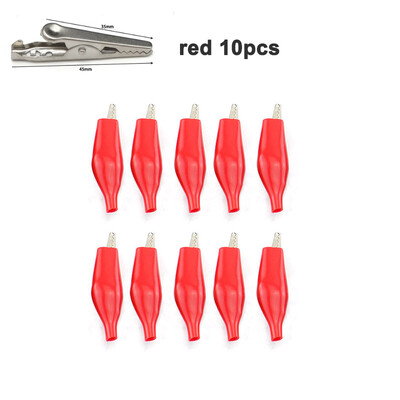 Clip de crocodil din metal, 10 buc, 28 mm, 35 mm, 45 mm, cu cizmă izolatoare din plastic pentru test electric