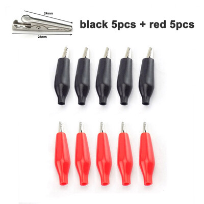 Clip de crocodil din metal, 10 buc, 28 mm, 35 mm, 45 mm, cu cizmă izolatoare din plastic pentru test electric