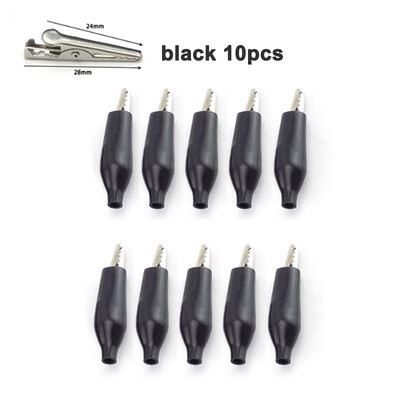 Clip de crocodil din metal, 10 buc, 28 mm, 35 mm, 45 mm, cu cizmă izolatoare din plastic pentru test electric