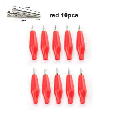 Clip de crocodil din metal, 10 buc, 28 mm, 35 mm, 45 mm, cu cizmă izolatoare din plastic pentru test electric