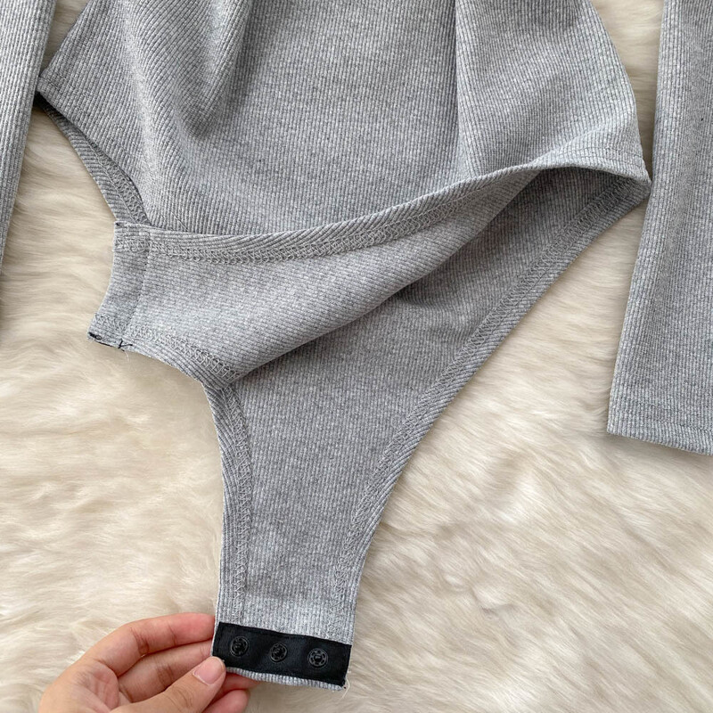 Sexy Hollow Out One plecu bodijs ar garām piedurknēm sievietēm, stingrs, slaids O veida kakla izgriezums, ikdienišķs pavasara rudens bodikons