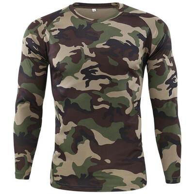 Outdoor Hunting Tactical T Shirts Combat Military Hunting T-shirt Breathable Quick Dry Army Camo Fishing Hiking Camping Tee Tops