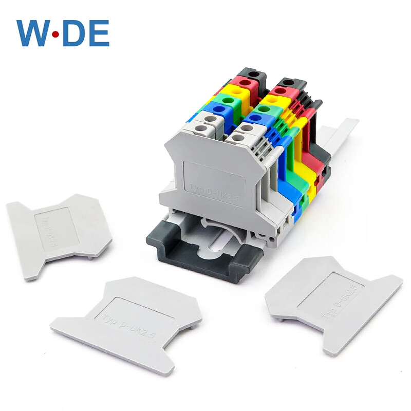 Otsakate D-UK 2.5 Klemmiploki UK-2.5B Otsaplaatide jaoks Din Rail Klemmiplokkide tarvikud D-UK2.5 100tk
