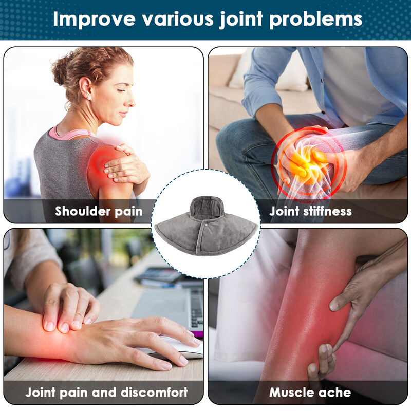 Tampă electrică de încălzire pentru gât, umăr, ameliorarea durerii articulațiilor, șal încălzit, fizioterapie, pătură termică, încălzitor, compresă fierbinte, birou la domiciliu
