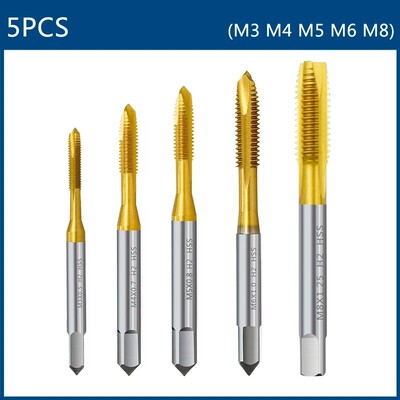 XCAN Metric Tap Set 5gb 7Gb M2-M8 HSS 6542 TN pārklāts Taisns Flute Tap Tap Rokas vītnes rīks Skrūves vītnes vītņurbis