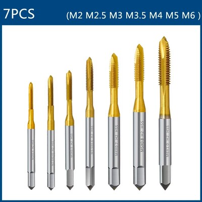 XCAN Metric Tap Set 5gb 7Gb M2-M8 HSS 6542 TN pārklāts Taisns Flute Tap Tap Rokas vītnes rīks Skrūves vītnes vītņurbis