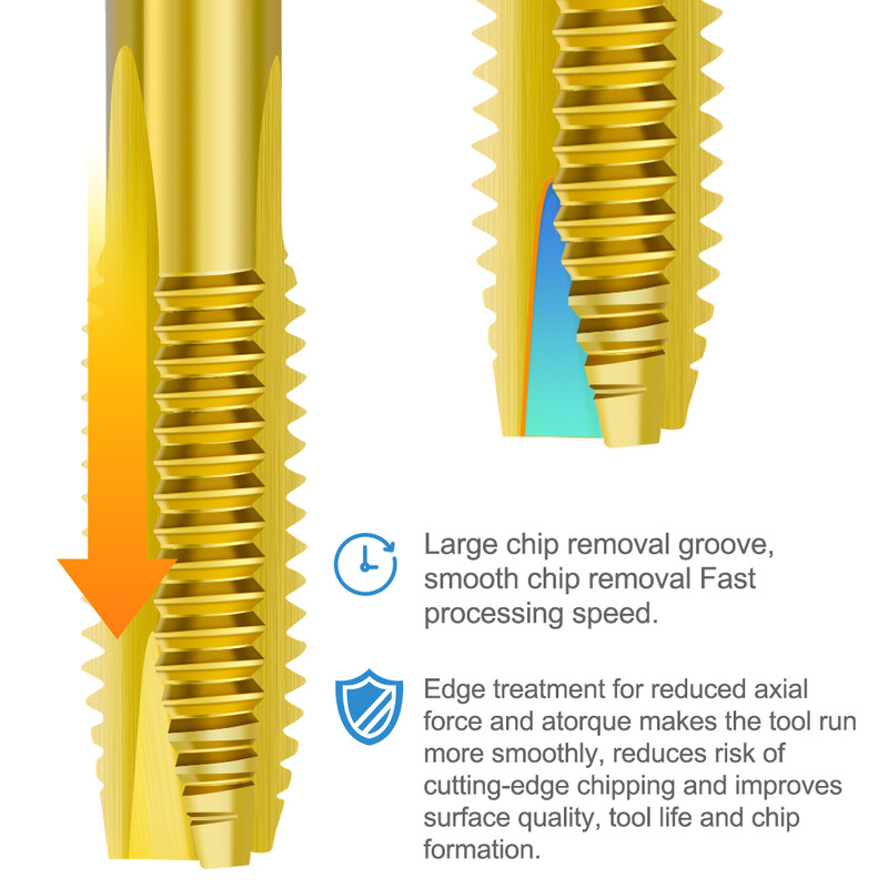 XCAN Metric Tap Set 5gb 7Gb M2-M8 HSS 6542 TN pārklāts Taisns Flute Tap Tap Rokas vītnes rīks Skrūves vītnes vītņurbis