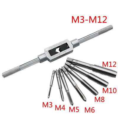 6/8Pcs Hss Ръчен винтов кран Гаечен ключ Schroefdraad Метричен щекер M3 M4 M5 M6 m8 M8 M12 Met Verstelbare Ключ за кран 1/16-1/2"