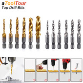 Skrūves urbja komplekts Skrūves vītne ar titānu pārklāts sešstūra kāts HSS spirālveida flautas kombinācija M3 M4 M5 M6 M8 M10 koka metālam