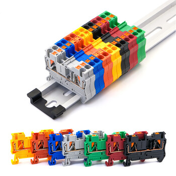 PT-2.5 10 τμχ Din Rail Terminal Block Push In Connector ελατηρίου χωρίς βιδωτό ηλεκτρικό αγωγό καλωδίων PT2.5 Wire Conductor