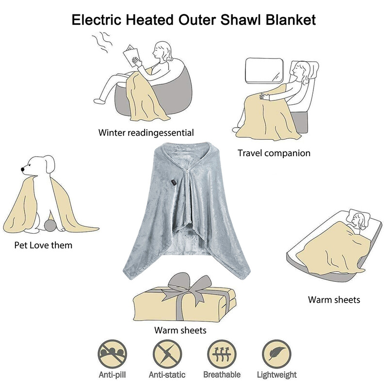 USB-soojendusega pontšoviska, soe pehme ja mugav autokontori kodureisiks (hall)
