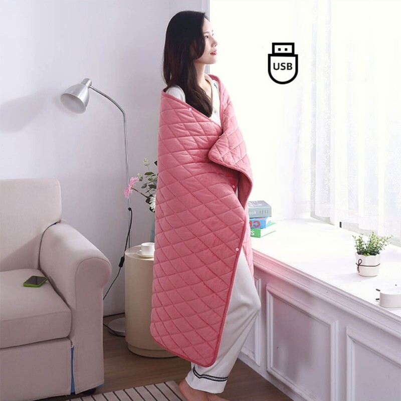 USB elektrinė pončo apvyniojama antklodė šildoma, minkšta šildoma antklodė su 3 šildymo lygiais namų biure, galima skalbti