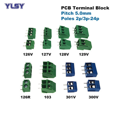 10 gab., 5 mm skrūves PCB spaiļu bloks.