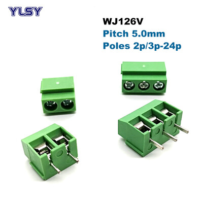 10 gab., 5 mm skrūves PCB spaiļu bloks.
