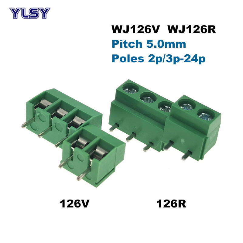 10 gab., 5 mm skrūves PCB spaiļu bloks.